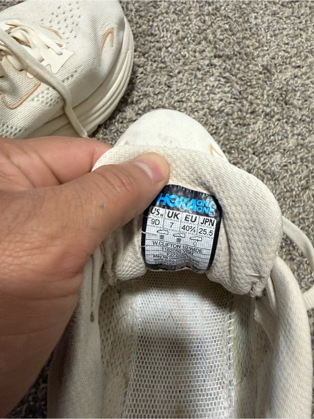 Hoka clifton 10 Cream and Beige Lightweight Running Shoes - Picture 7 of 7